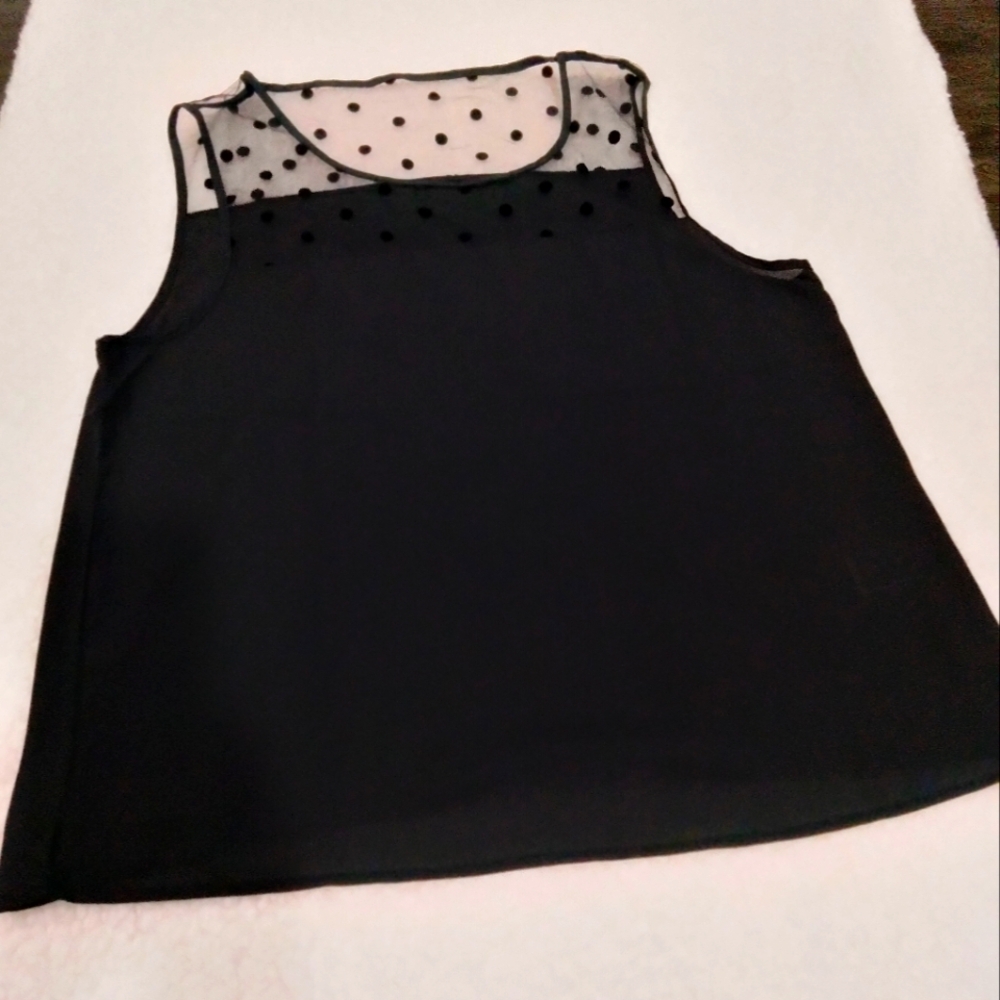 Black tank top with mesh polka dot top Never worn!!